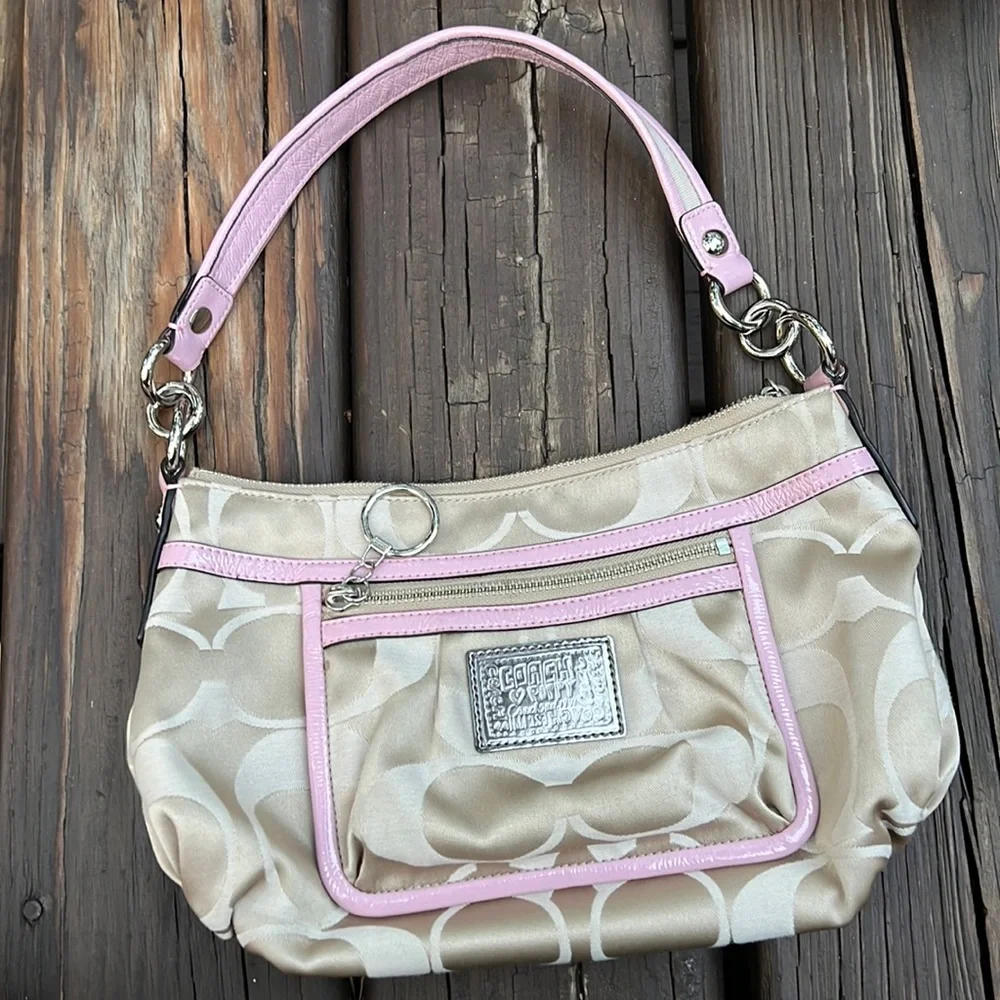 Coach | Bags | Coach Poppy Khaki Pink Crossbody Hobo Shoulder Bag
